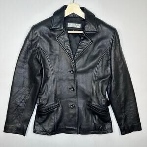 Vintage Y2K Jones New York Leather Blazer Jacket Size Small